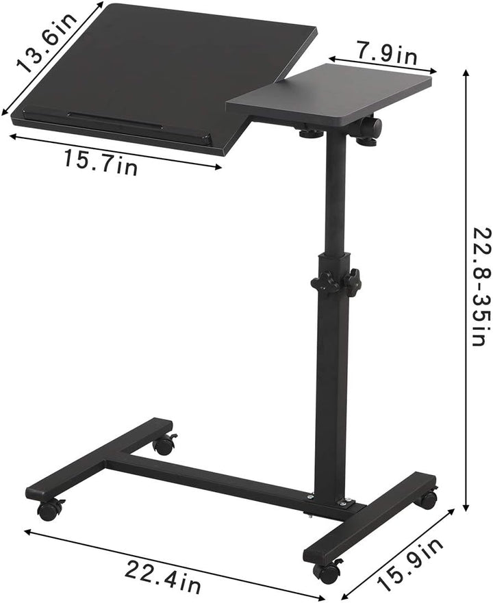 Rollender Laptoptisch Knietisch für Laptop Rollwagen kippbar Überbett Nachttisch Überbett Schreibtis
