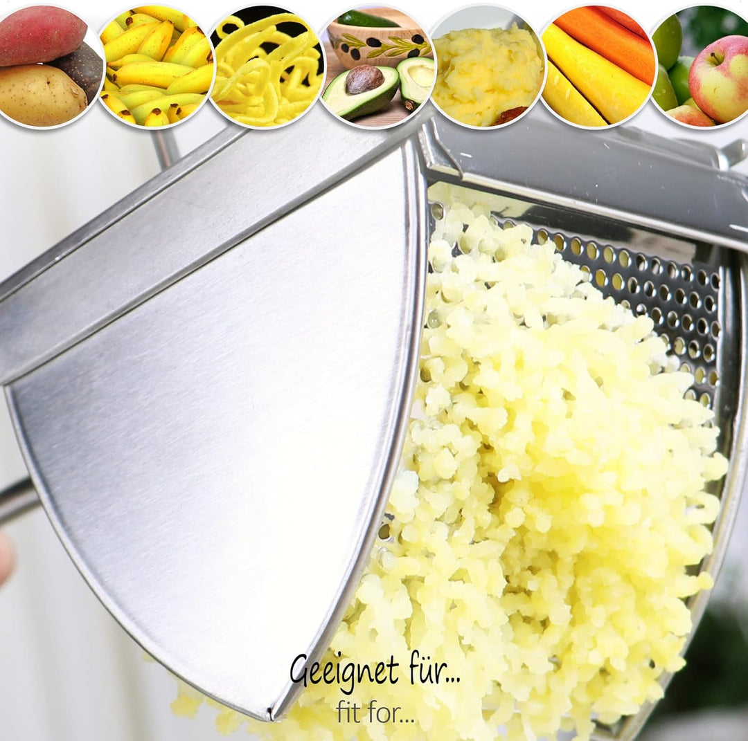 com-four® 2x Kartoffelpresse aus rostfreiem Edelstahl, spülmaschinengeeignet - Spätzlepresse - Spagh