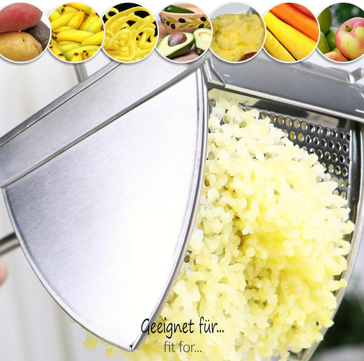 com-four® 2x Kartoffelpresse aus rostfreiem Edelstahl, spülmaschinengeeignet - Spätzlepresse - Spagh