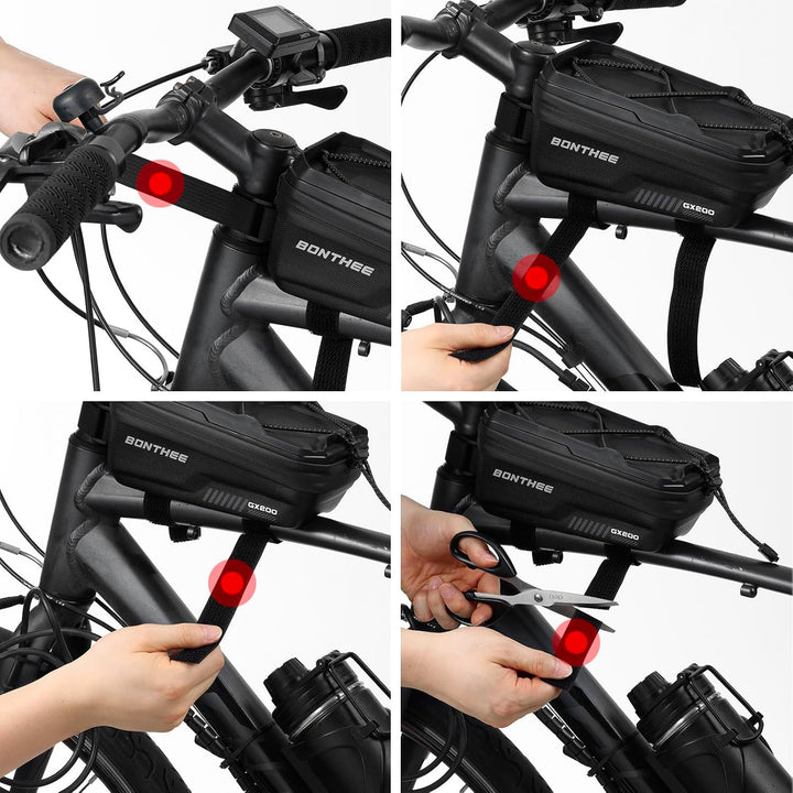 BONTHEE 1,3L Rahmentasche Fahrrad Wasserdicht mit Regenhülle – Offenes Design mit Reflektor Gummizug