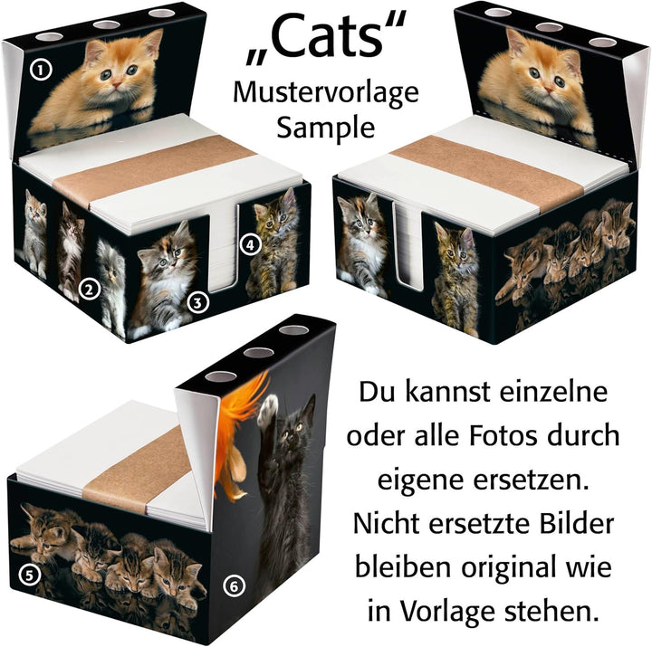 Zettelbox „handmade“, Schreibtisch organizer, personalisierbar mit eigenen Fotos, stabil verarbeitet
