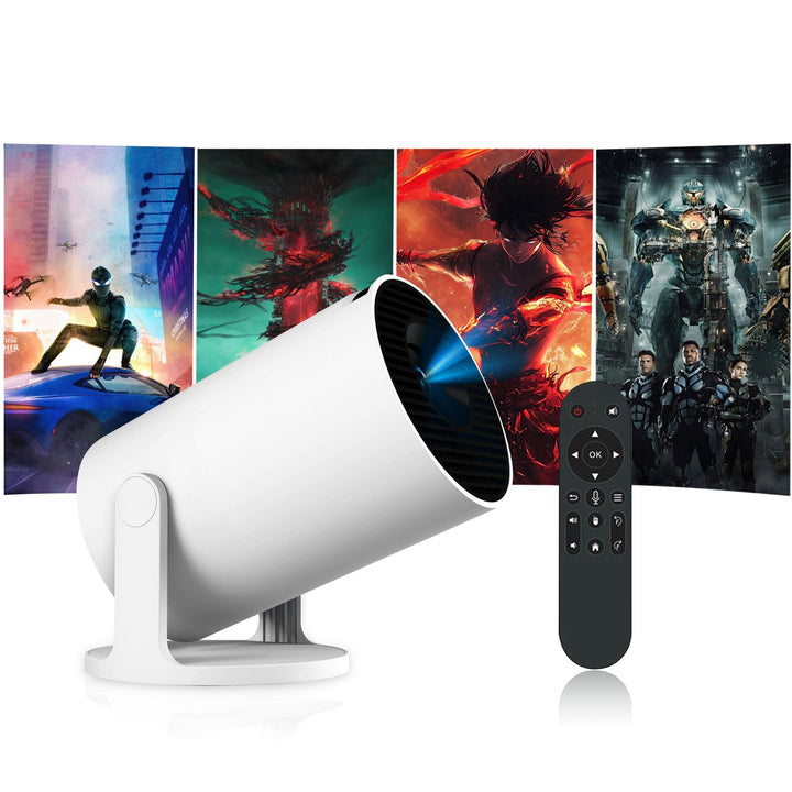 HY300 Pro+ Mini Portable Projector, Smart Projector Auto Horizontal Correction 1080P, Brightness 200