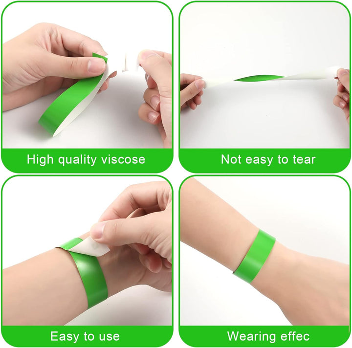 KINBOM 1100 Stück Neon Festival Armbänder, Wasserdicht Bändchen Papier Event Armbänder Bunt Handgele