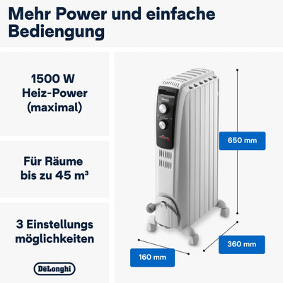 De’Longhi Dragon 4 TRD4 0615 Öl-Radiator 230 V, 50 Hz 1.500, 1500 W