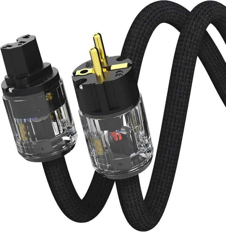 Monosaudio High End Netzkabel, 2M Audiophil Stromkabel OFC Kupferabschirmung, 2 polig AC HiFi Kaltge
