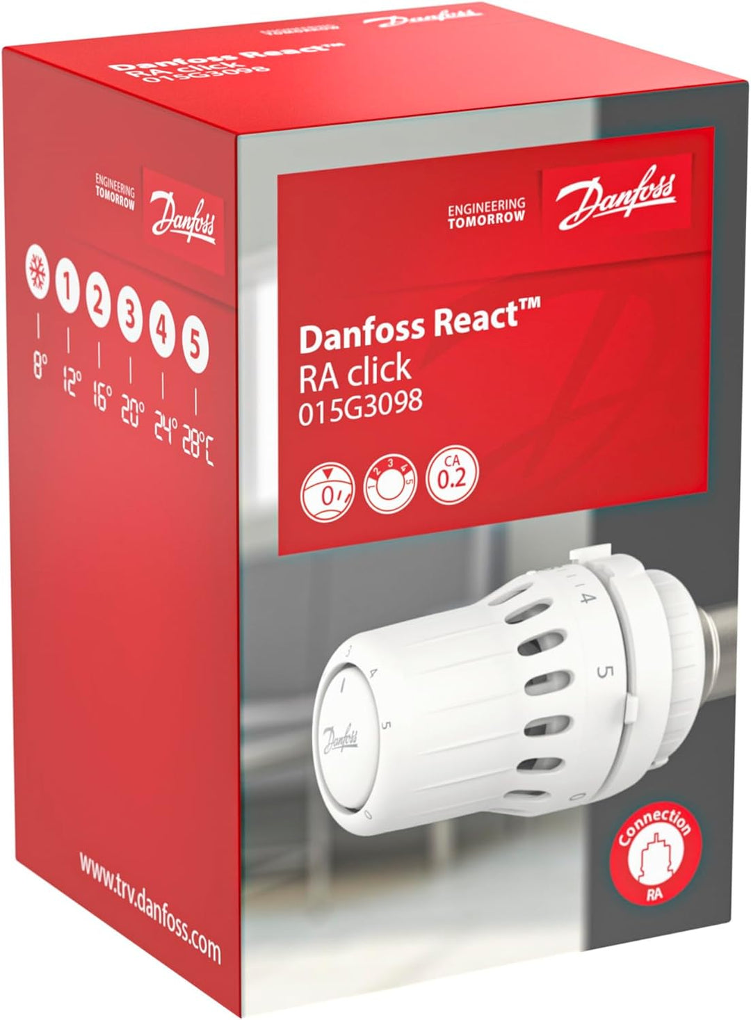 Danfoss 015G3098 React RA Thermostatischer Sensor mit flüssigkeitsgefülltem Thermostatbalg und einge