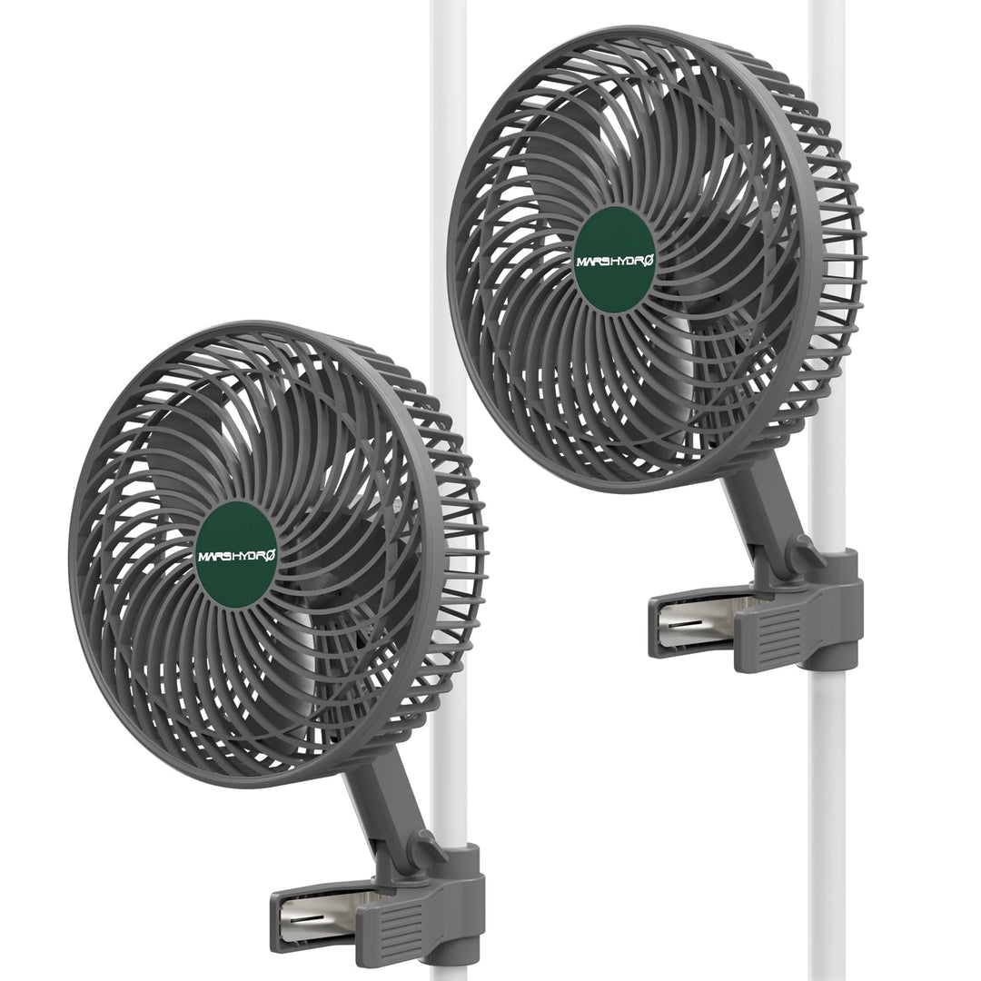 MARS HYDRO Upgrade 2-Stück M6 Clip Ventilator Grow Oszillierend Leise Klein for Growzelt, 10 Geschwi