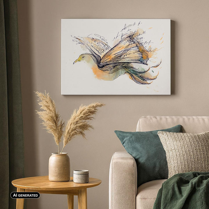 ARTTOR Bilder auf Leinwand Vogel Fantasie Konzept Leinwandbild 70x50cm Wandbilder Dekoration Wohnzim