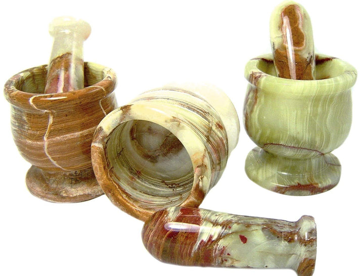 Budawi® Mörser aus Onyx-Marmor mit Stössel | massiver Gewürzmörser | Naturstein Küchenhelfer | polie