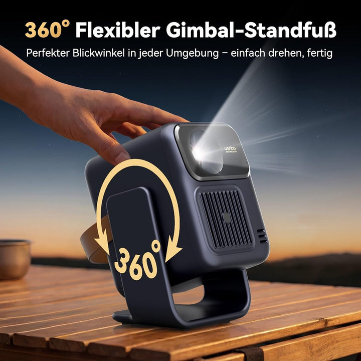 WANBO Togo Pro Akku Smart Beamer Google TV Netflix, Tragbar Projektor mit 3,5h Akku für Outdoor &amp; He