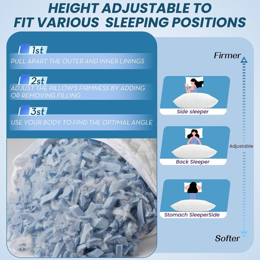 A-Pce Memory Foam Kissen 2er Set für alle Schläfer, Höhenverstellbares Seitenschläferkissen mit Abne