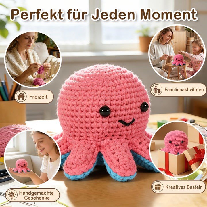 Häkelkit für Anfänger, Häkeltier-Kit mit Schritt-für-Schritt-Video-Tutorials, Easy Garn und 20% Extr