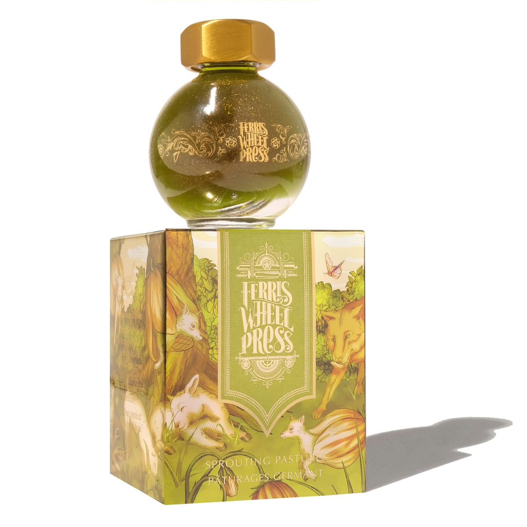 Ferris Wheel Press, Fountain Pen Ink, FerriTales Collection, Sprouting Pastures, Spring Green with B