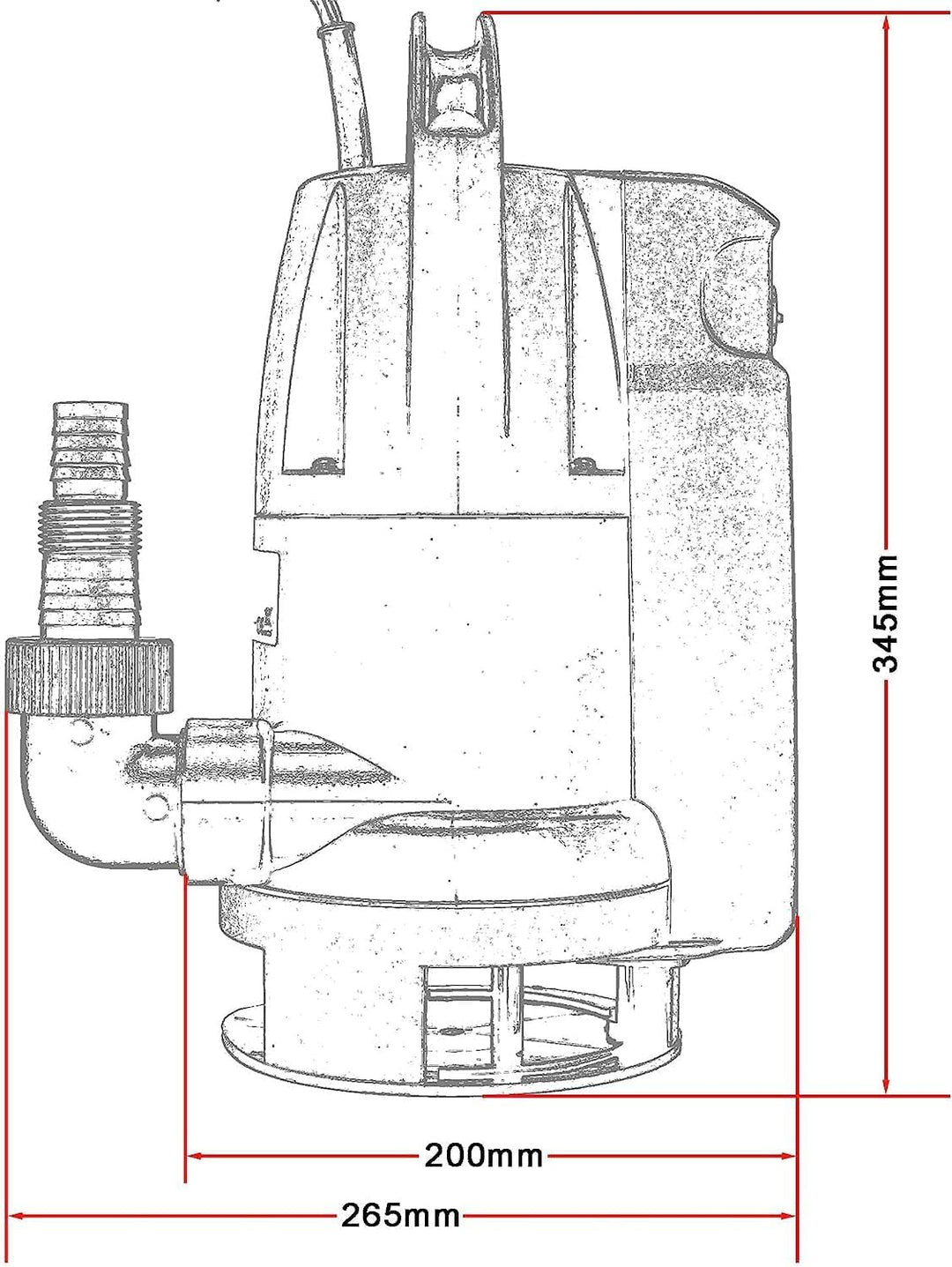 Tauchpumpe Flachsaugend Gartenpumpe Wasserpumpe, 400 Watt, Schmutzwasser, 10 m Rundkabel, Förderhöhe