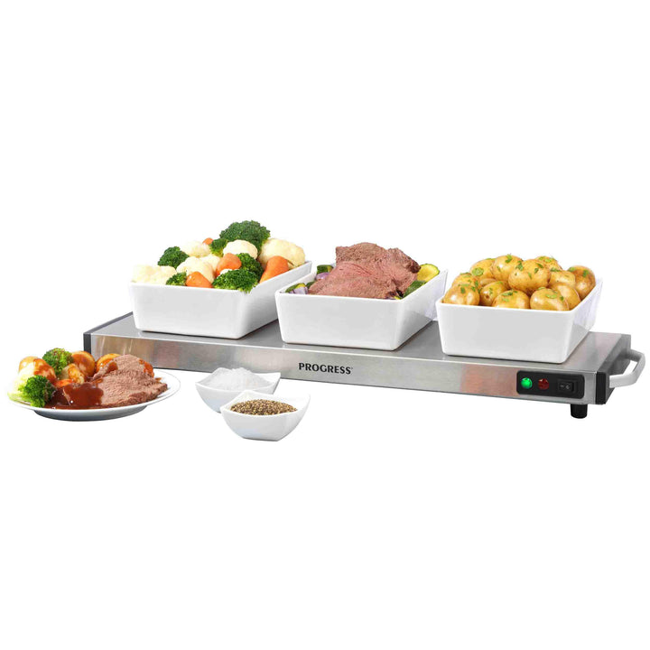 Progress Kabellose Herdplatte, Grosse Speisewärmplatte, Tellerwärmer, Tragbares Buffet-Serviertablet