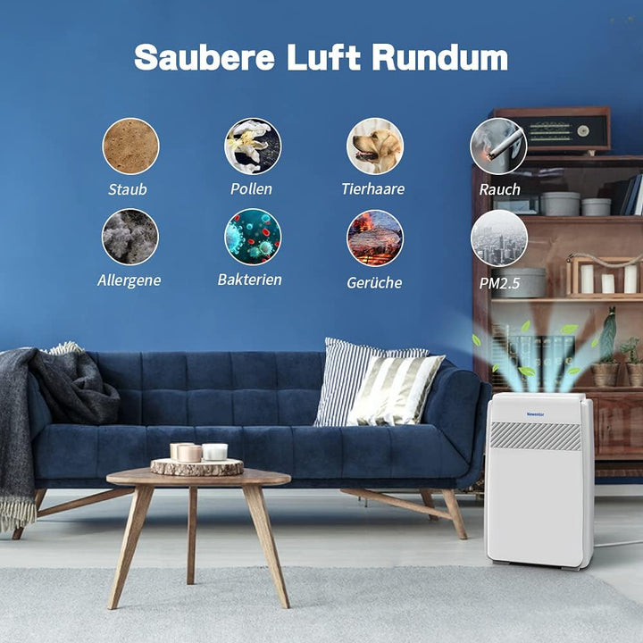 Newentor Luftreiniger mit H13 HEPA Filter, Luftreiniger gegen Rauchgeruch, Raumgrösse bis zu 55 ㎡, R