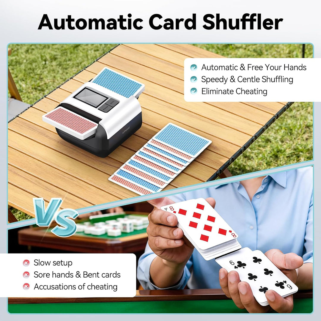 Kartenmischer, 2 Deck, wiederaufladbarer automatischer Kartenmischer mit Dual-Modi, geräuscharmer, t