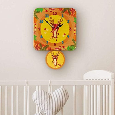 Dida - Wand- Pendeluhr Hirsche, Analoge Uhr Zum Aufhängen Für Das Kinderzimmer, Dekoration EIN Paar