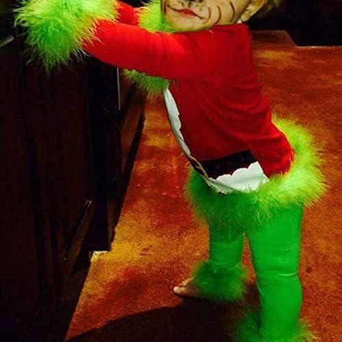 Aunaeyw Green Monster Christmas Santa Claus Costume Set Deluxe Furry Fancy Dress Outfit Halloween Xm