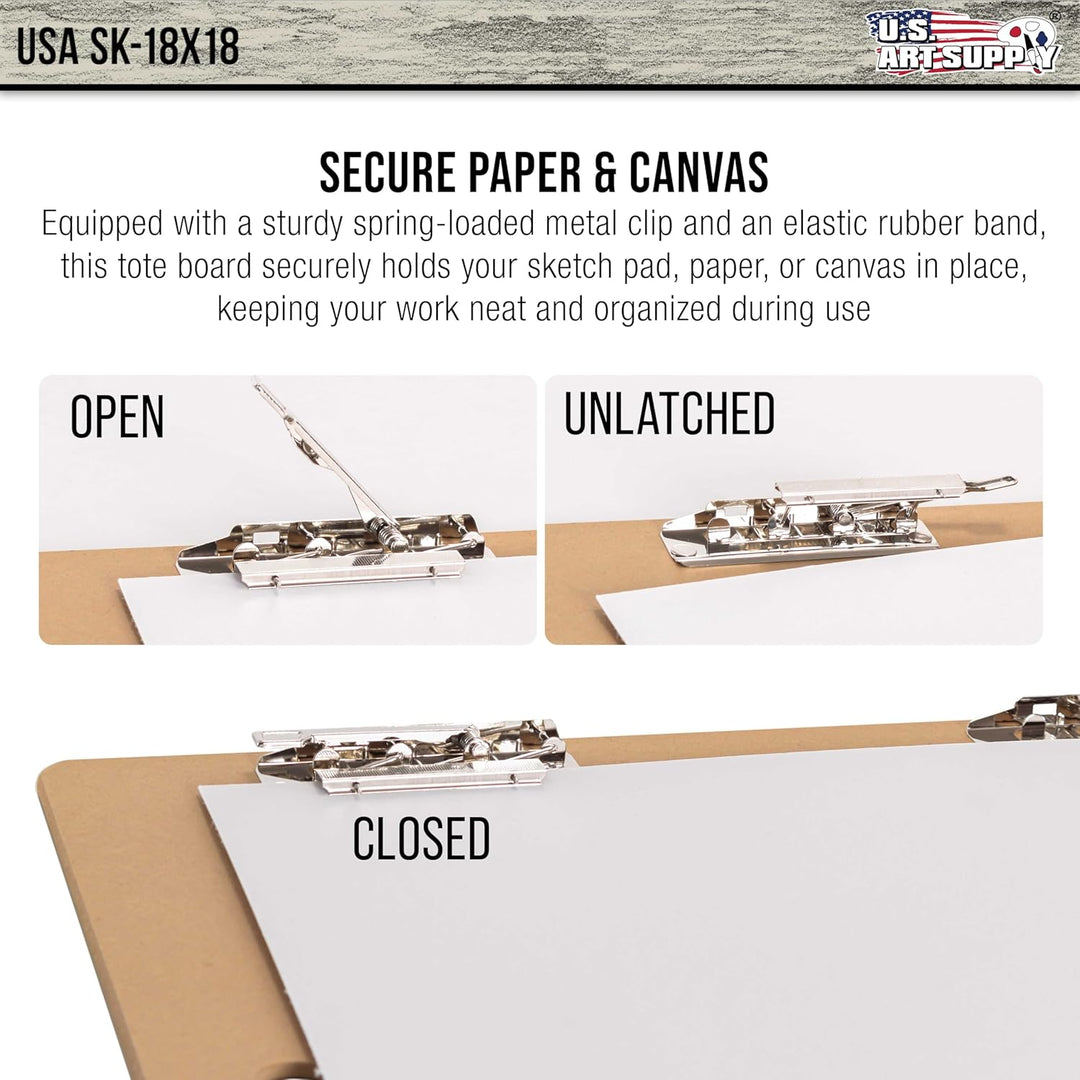 US Art Supply Artist Sketch Tote Board - Great for Classroom, Studio or Field Use (18x18) by US Art