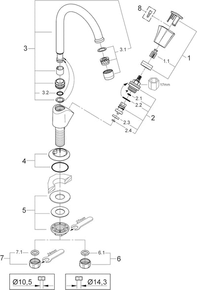 GROHE Costa - Standventil (schwenkbarer Auslauf, wärmeisoliert, langlebige Oberfläche), chrom, 20393