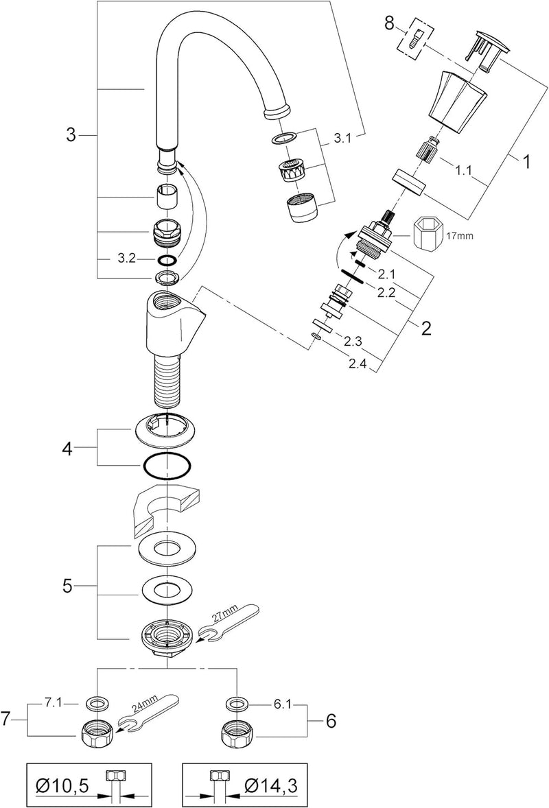 GROHE Costa - Standventil (schwenkbarer Auslauf, wärmeisoliert, langlebige Oberfläche), chrom, 20393