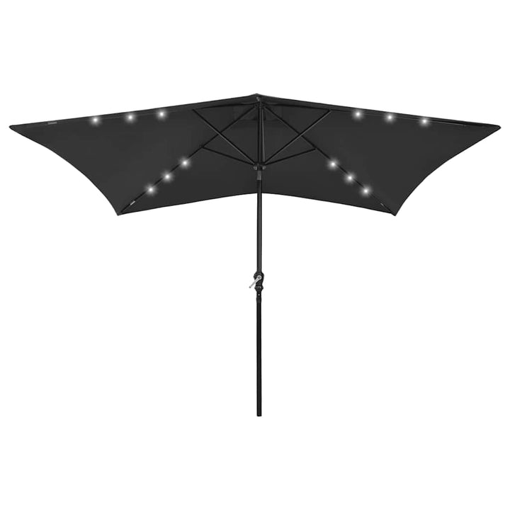 vidaXL Sonnenschirm mit LEDs Stahl-Mast Ampelschirm Gartenschirm Marktschirm Strandschirm Schirm Kur