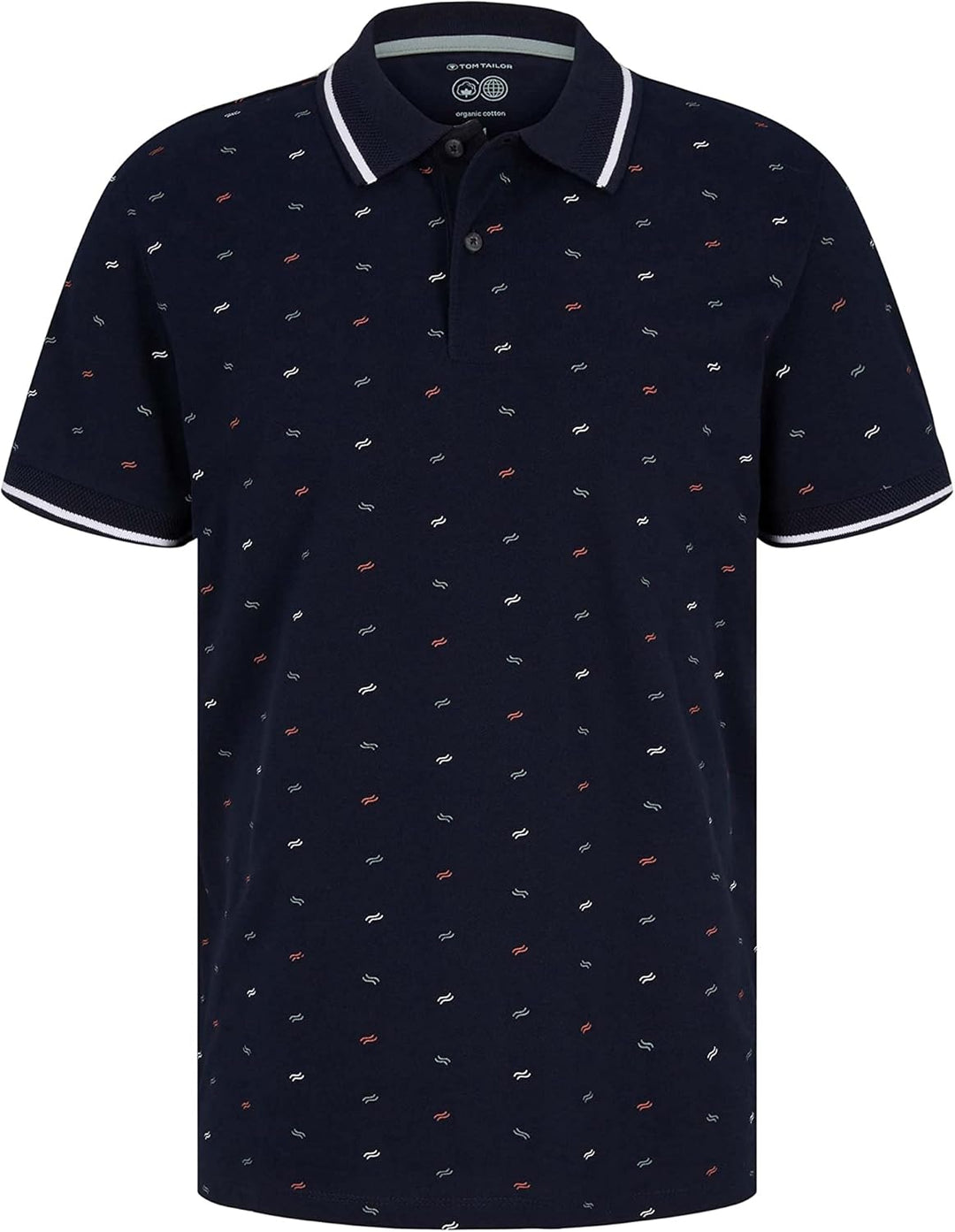 TOM TAILOR Herren Piqué Poloshirt M 29029 - Navy Scattered Waves Design, M 29029 - Navy Scattered Wa