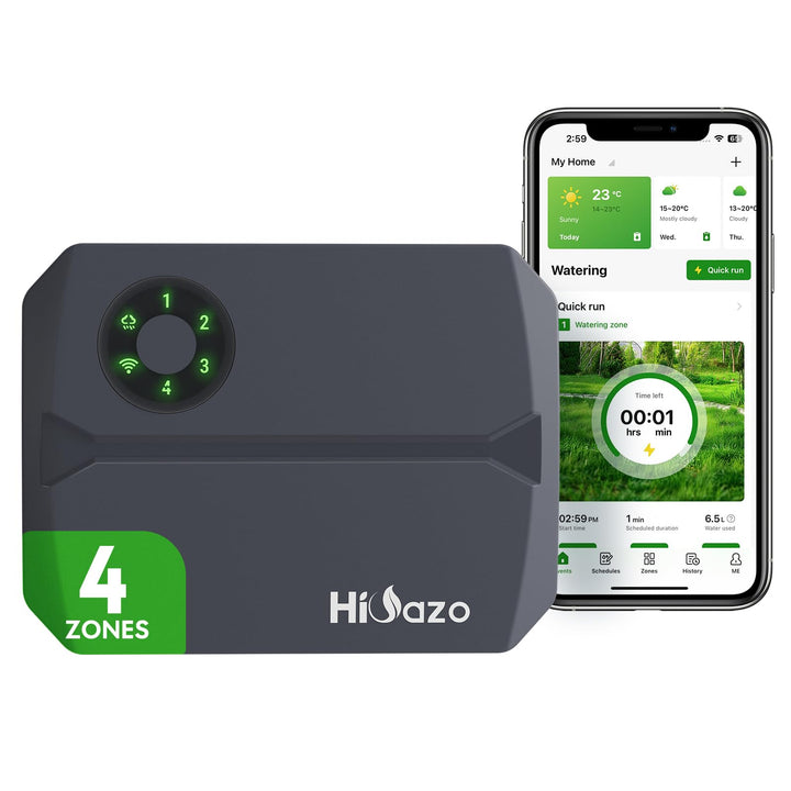 WiFi 4-Zonen Bewässerungscomputer mit App Steuerung, Smart Sprinkler Steuerung, 16 Bewässerungsprogr