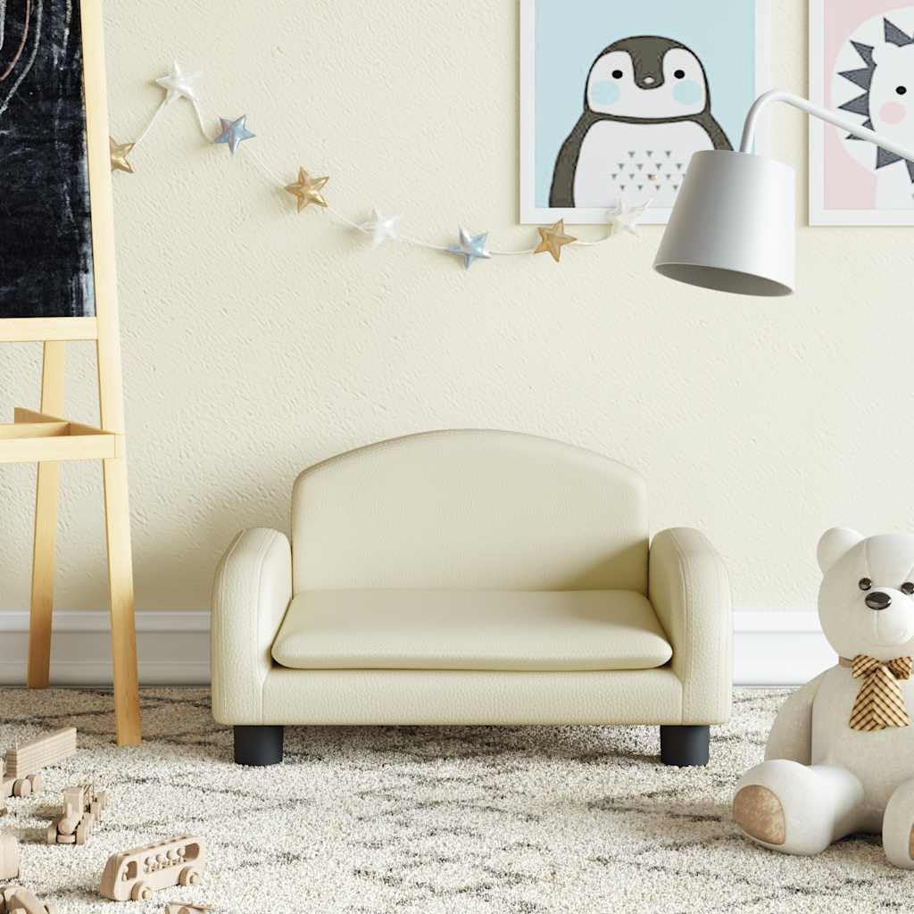 vidaXL Kindersofa Creme 50x40x30 cm Kunstleder 50 x 40 x 30 cm Creme, 50 x 40 x 30 cm Creme