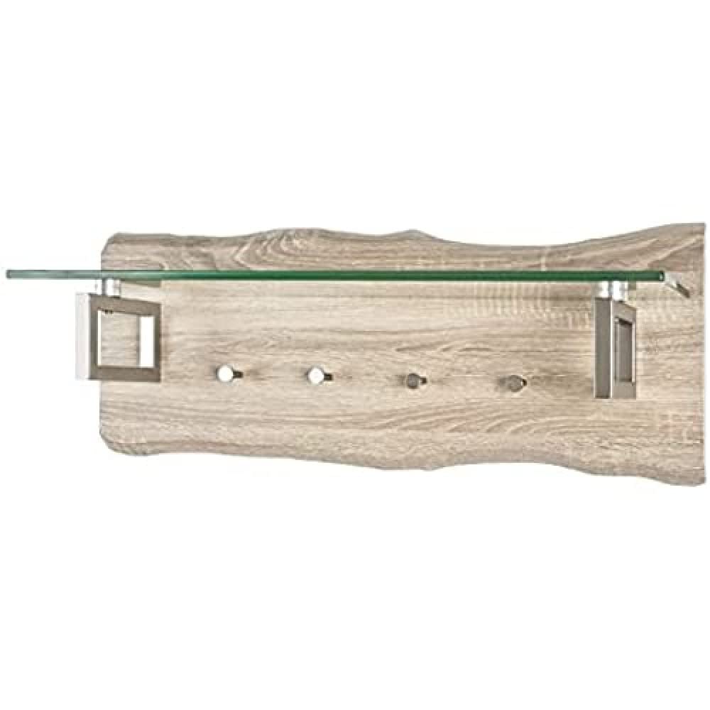 HAKU Möbel Wandgarderobe, MDF, eiche hell-edelstahloptik, B 75 x T 22 x H 29 cm 22 x 75 x H: 29 cm,