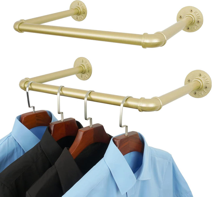 Industrieller Rohr-Kleiderständer, 2 Stück, 52 cm, DIY, robuster Kleiderständer, Wandmontage, schwar