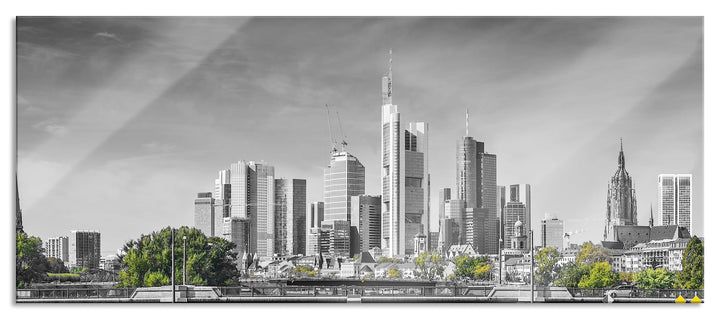 Glasbild Panorama | Wandbild aus Echtglas | Skyline von Frankfurt am Main | 100x40 cm | inkl. Aufhän