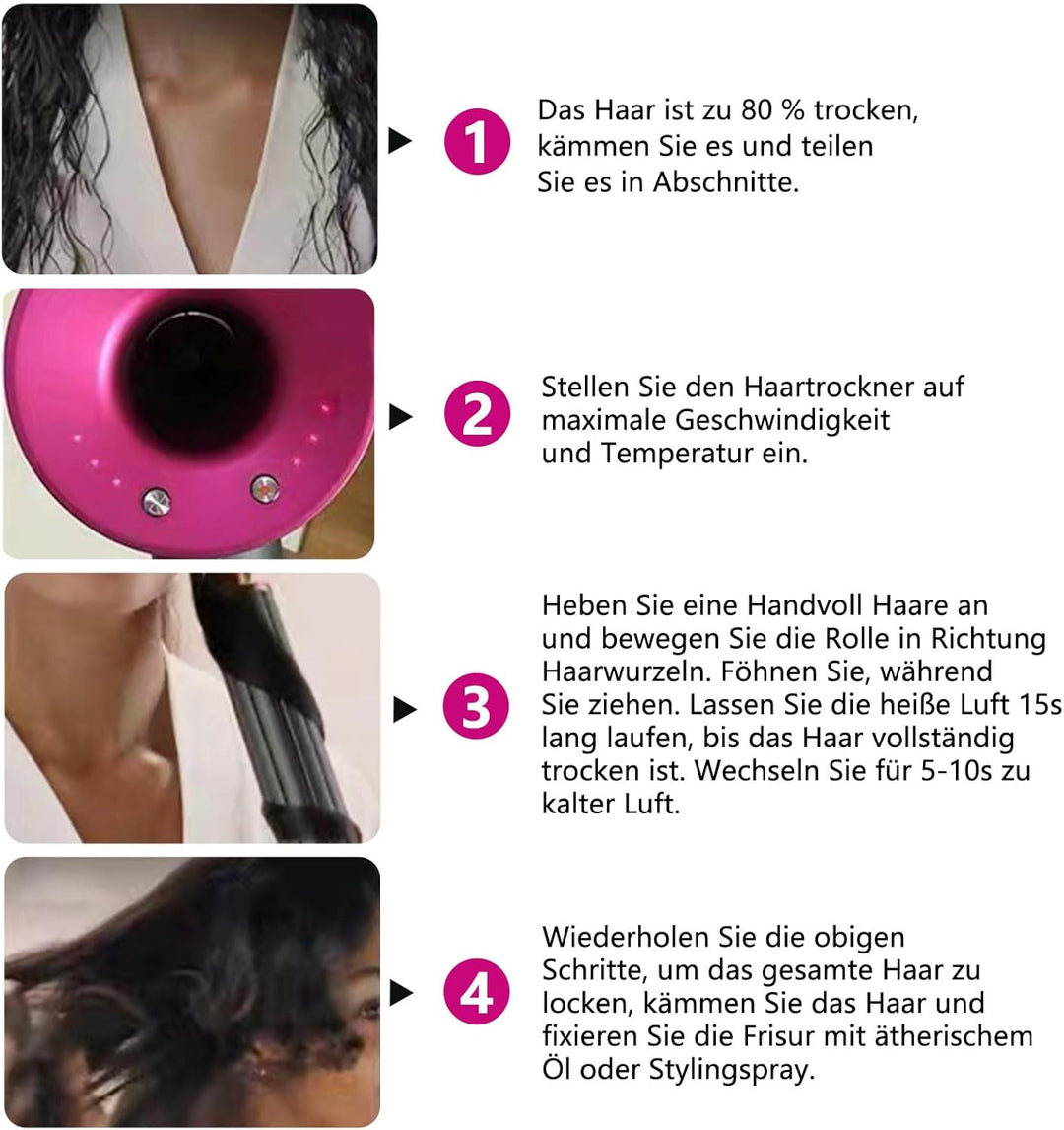 40 mm Lange Lockenwickler Aufsatz für Airwrap HS05/HS01, Automatischer Lockenstab 2 in 1 für Haartro