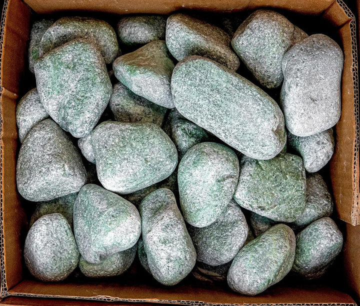 Saunasteine Jadeit 15 kg – Abgerundet, 5–10 cm | Höchste Haltbarkeit, Langanhaltende Wärme | Für Ele