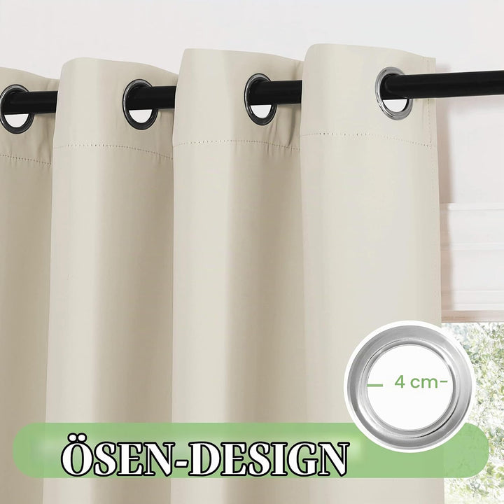 KGORGE Blickdichte Gardinen für Grosse Fenster Abdunkelnde Vorhänge Beige 2er Set 245 x 200 cm(HxB)