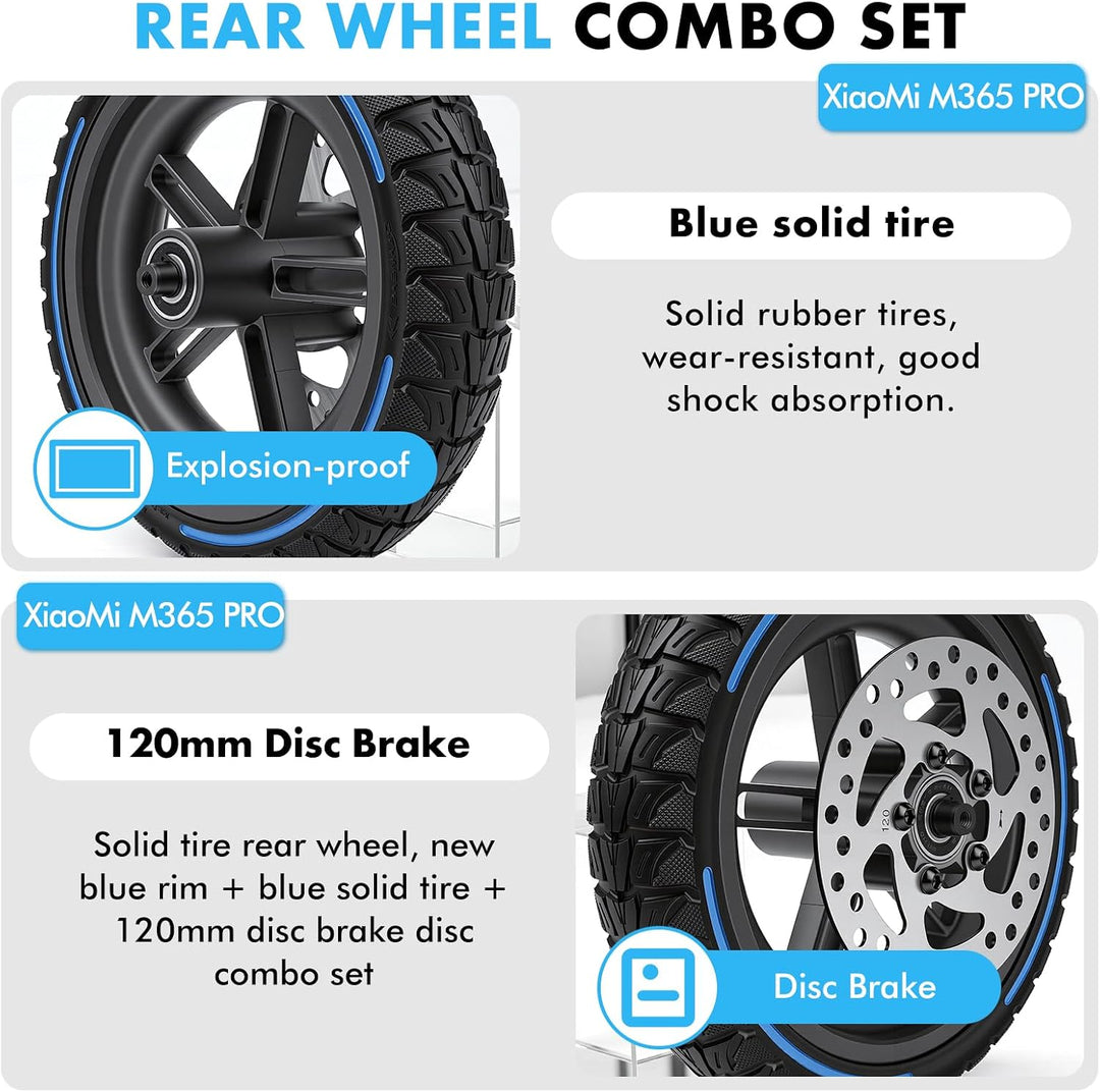 BuyWeek E-Scooter Hinterrad Vollgummireifen mit 120 mm Scheibenbremse für Xiaomi M365 PRO, Explosion