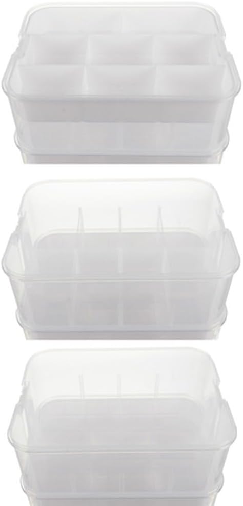 KRUZZEL Bausteine Aufbewahrungsbox 29L mit Griff & Trennwänden – 4 Etagen Stapelbox Transparent für
