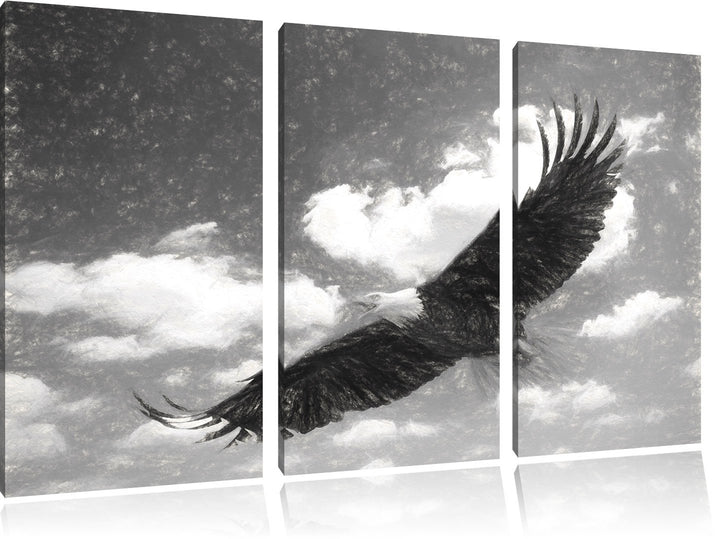 Pixxprint Fliegender Adler als Leinwandbild | Grösse: 3 Teilig (120x80) | Wandbild| Kunstdruck | fer