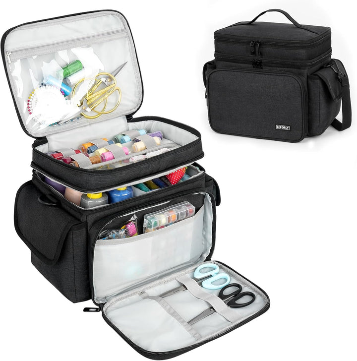 LEFOR·Z Nähzubehör Tasche,Nähset Aufbewahrungstasche Organizer,Doppelschicht Nähzeug Tragetasche für