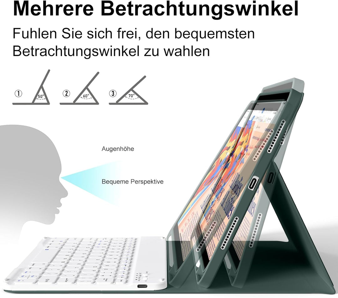 Tastatur Hülle für iPad 10. Generation 10,9" 2022 & iPad 11th Gen A16 2025 mit Stifthalter, TPU Rück