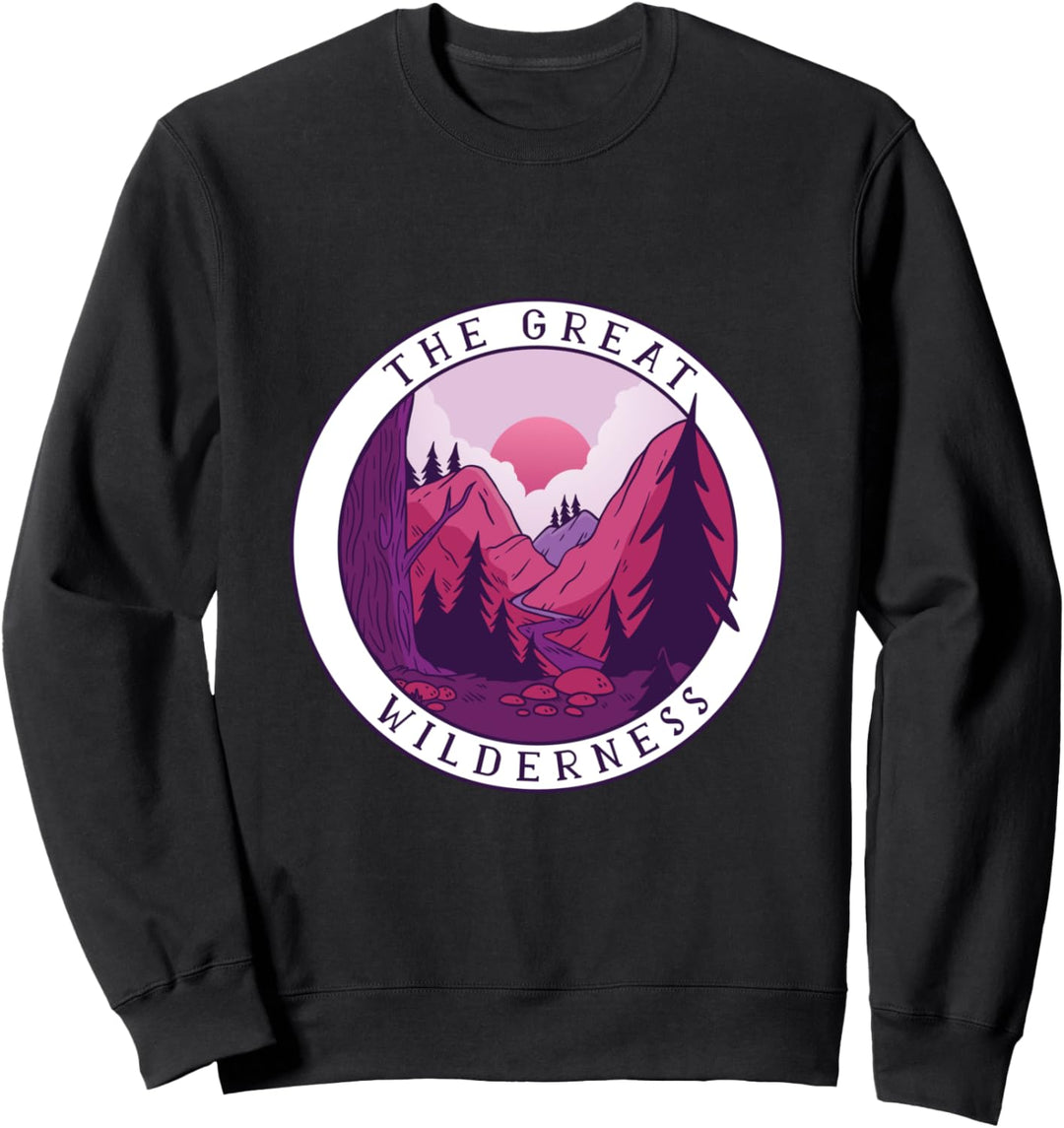 Grossartiges Wildnis Design mit Sonne, Bäumen, Bergen Sweatshirt