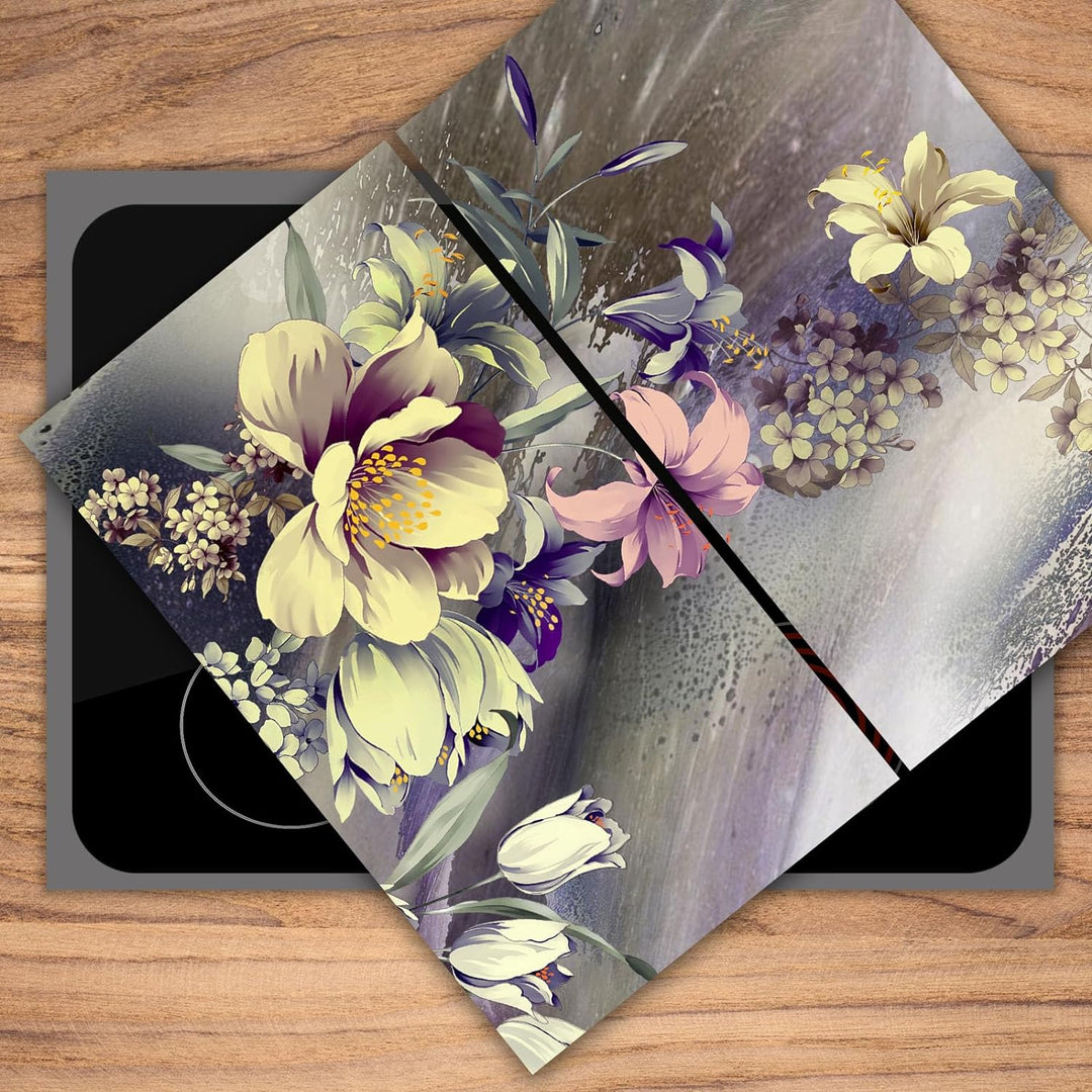 SmartDecoration Herdabdeckplatte Ceranfeldabdeckung aus Glas 2 x 30x52 cm Zweiteilig Motiv "Bild" Gr
