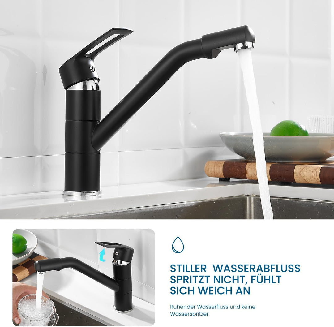 Wasserhahn Küche, Küchenarmatur mit Einhebelmischer, Keramikkartusche mit 360° Drehbarer Spültischar