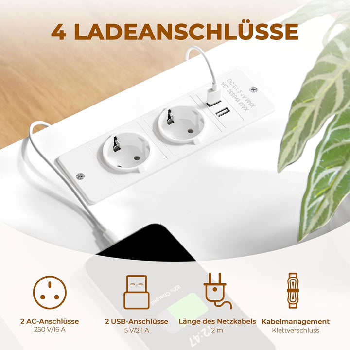 Yaheetech Nachttisch 2er Set Nachtschrank mit Ladestation 3 Schubladen Beistelltisch Boxspringbett N