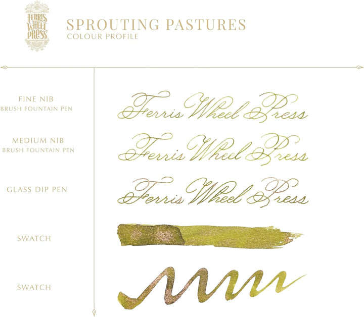 Ferris Wheel Press, Fountain Pen Ink, FerriTales Collection, Sprouting Pastures, Spring Green with B