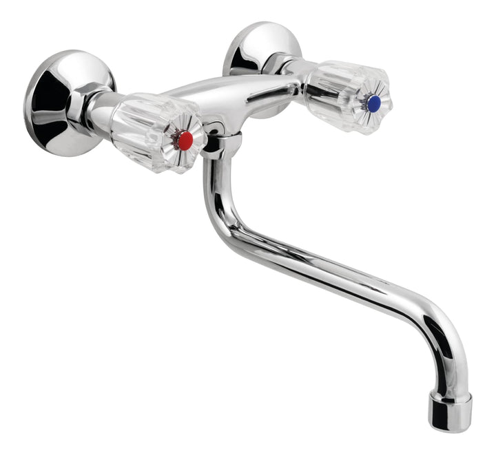'aquaSu® Wand-Zweigriffmischer Standard Plus | Küchenarmatur mit schwenkbarem S-Auslauf | Mischbatte