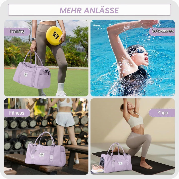 WEPLAN Sport Duffel Bag Damen Herren Sporttasche mit Schuhfach &amp; Nassfach Reisetasche Handgepäck Tas