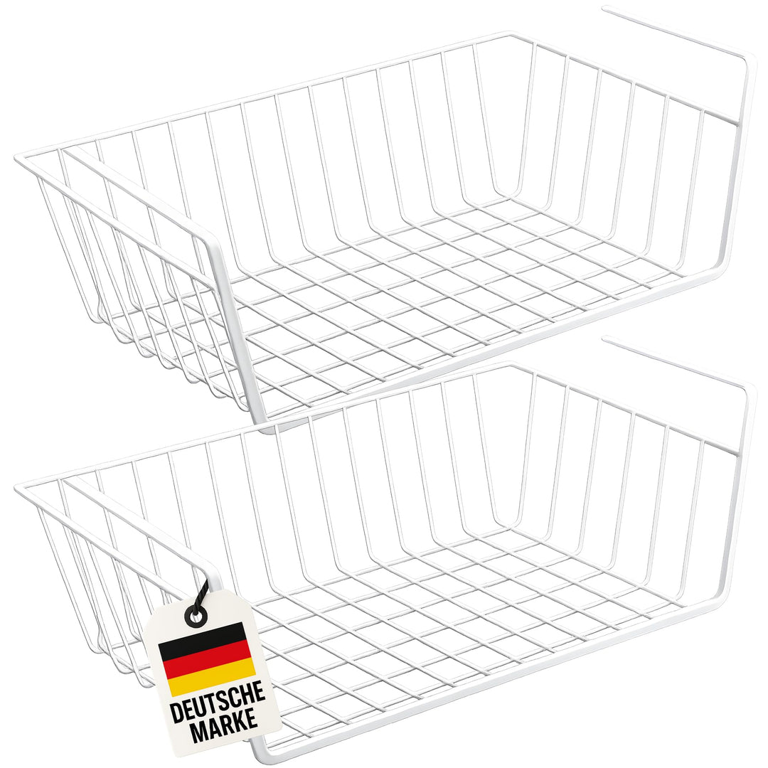 WELLGRO 2er Set Schrankkörbe zum Einhängen aus Metall - ca. 41 x 25 x 14 cm (LxBxH) - schaffen Sie z