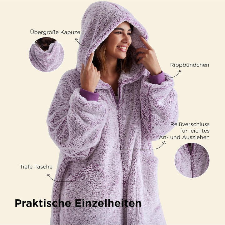 BEDSURE Hoodie Decke mit Ärmeln-Sherpa Kuscheldecke mit Ärmeln Kuschelpullover Tragbare Decke Hoodie